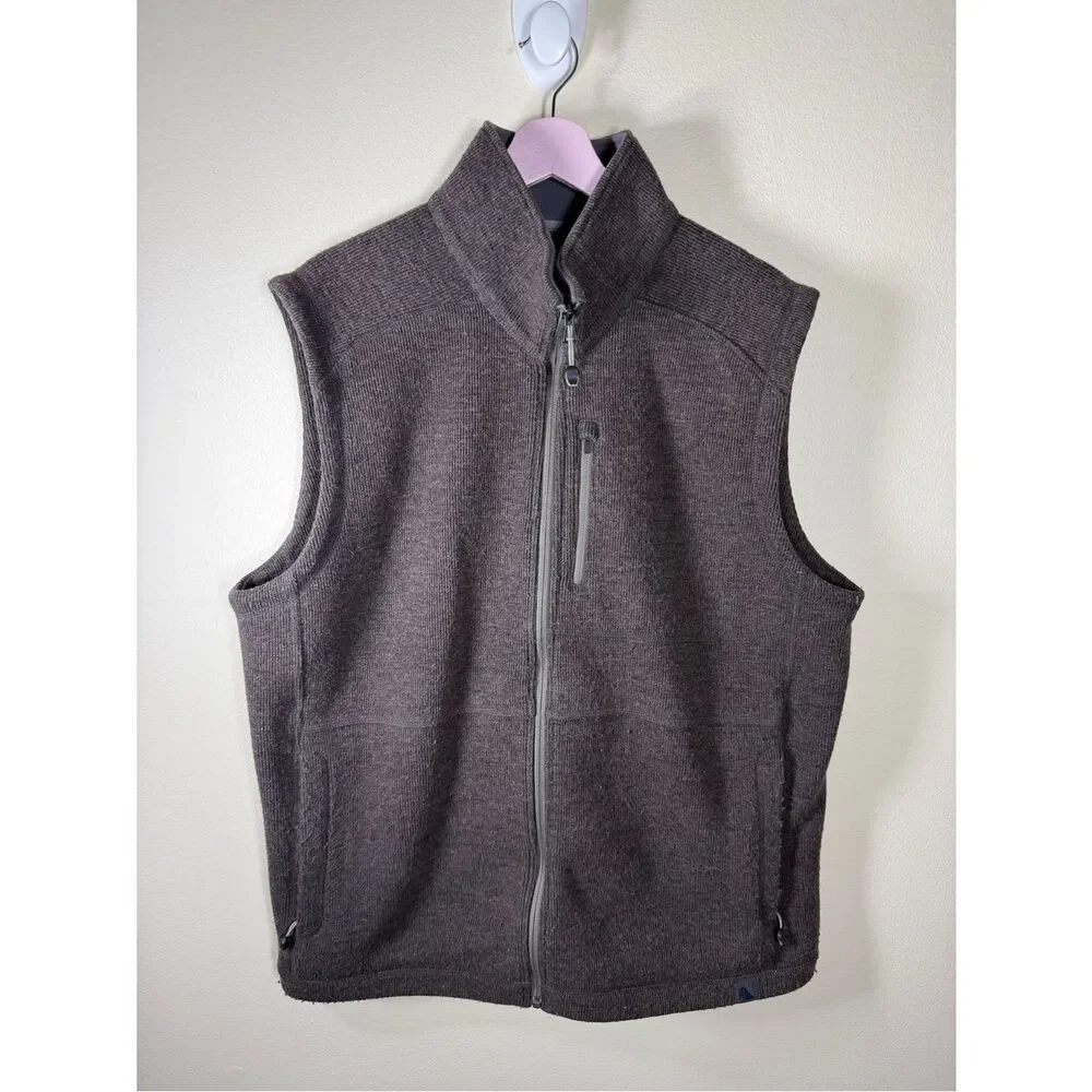 LL Bean Sweater Vest Fleece Liners Sleeveless Men XL Brown Full Zip